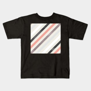 Diagonal Stripes in Black and Pink Kids T-Shirt